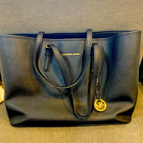 Michael Kors black leather tote bag- 17 inches by 11 inches. - Picture 1 of 9